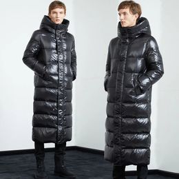 Men's Down Parkas Fashion Black Long Parka Plus Size 3XL Men's Jacket Hooded Winter Jacket Coat Men Glossy Windproof Warm Outwear Streetwear 231214