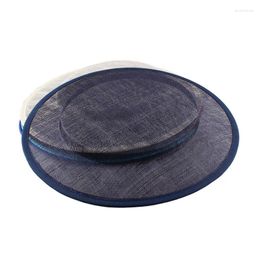 Royal Blue Linen Fascinator Hat Base 31CM Big Round Women Church Derby Wedding DIY Hair Accessories 6PCS/Lot