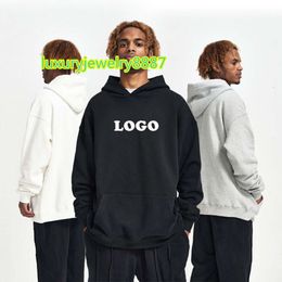 Custom Blank Fleece French Terry Drop Shoulder No String Unisex Men Women Heavyweight Oversized Cotton Hoodies For Men