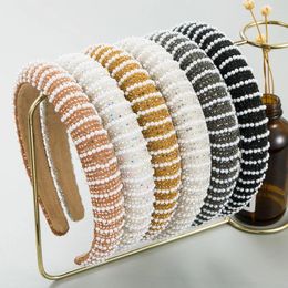 Hair Clips Baroque Sponge Headbands Fashion Accessories Women's Handmade Beads Trend Banquet Hairband Hoop Headwear 3026