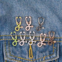 Nurse Doctor Stethoscope Enamel Brooch Pins Creative Lapel Brooches badge For women Men Girl Boy Fashion Jewellery Gift305F