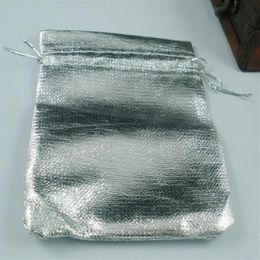 100Pcs Silver Plated Gauze Jewellery Gift Pouch Bags For Wedding Favours With Drawstring 7x9cm1692