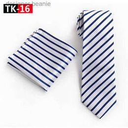 Neck Ties White and Navy Blue Striped Tie Set with A Satin Finish Coloured Stripe Tie Suitable for Any Function Best Gift for BoyfriendL231215