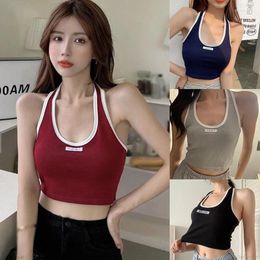 Women's Tanks Overalls Croptop 3 Hole Bigsize Mezzanine Two Straps And Three Holes Sleeveless Sexy U-neck Fashion For Women