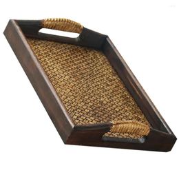 Plates Thai Rattan Tray Bread Serving Wooden Rectangle Fruit Dish Snack For Eating Rectangular Tea Jewelry Trays