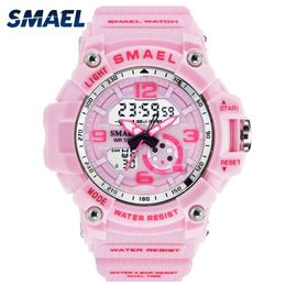 SMAEL Woman Watches Sports Outdoor LED Watches Digital Clocks Woman Army Watches Military Big Dial 1808 Women Watch Waterproof220j