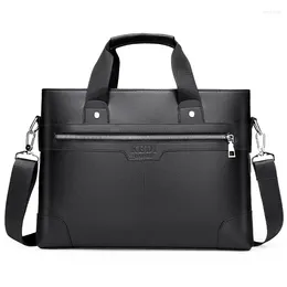 Waist Bags Luxury Men PU Leather Shoulder Fashion Business Handbags Black Bag For Document Laptop Briefcases