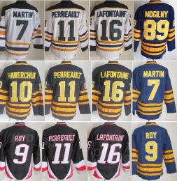 CUSTOM CCM Hockey Retro 7 Rick Martin Jersey Retire 9 Derek Roy 10 Hawerchuk 11 Gilbert Perreault 89 Mogilny 16 Pat LaFontaine 39 Dominic Ha