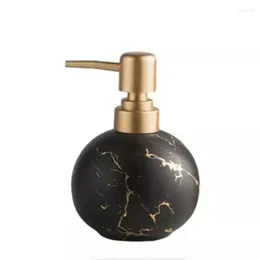 Liquid Soap Dispenser Gold For Bathroom Kitchen Marble Round Ceramic Lotion Bottle 300ml(10.1oz)