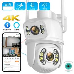 8MP 4K WIFI IP Camera Dual Lens PTZ Surveillance Camera Outdoor Waterproof Security Portection IR Colour Night Vision Smart Home Security Monitor