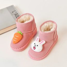 Boots 2024 Children s snow boots girls warm boots baby cotton sport shoes sequins genuine leather princess fashion boots 231215