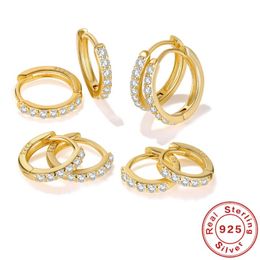 6mmm-9mm Diameter 925 Silver 18K Yellow Gold Plated Bling Moissanite Hoops Earrings Jewelry for Men Women Nice Gift