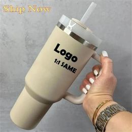 1Pc With LOGO 40OZ Mugs H2 0 Adventure Quencher Travel Tumbler Handle Beer Mug Water Bottle Coating Camping Cup vacuum Insulated D234d