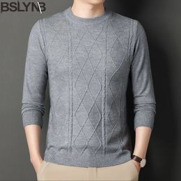 Mens Sweaters solid colored floral sweater mens knitted diamond plaid pattern casual and warm Kinit clothing 231215