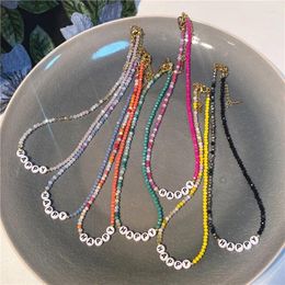 Chains 2023 South Korea's Fairy Beaded Necklace Sweet And Cute Girly Letter HAPPY Clavicle Chain For Women Girl