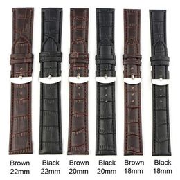 High Quality 18mm 20mm 22mm Genuine Leather Strap Steel Buckle Wrist Watch Band Black Brown Sweatband 276m