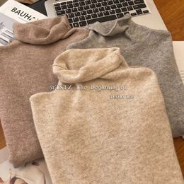 Womens Sweaters 100% pure cashmere sweater womens turtle neck with automatic winter pile rolled edge bottom knitted fabric 231215