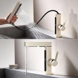 Bathroom Sink Faucets Washbasin Pull-Out Digital Display Multi-Functional Toilet Cabinet Retractable And Cold Basin Faucet