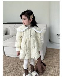 Jackets Girl Coat Autumn and Winter 2023 Warm Thick Baby Long Princess Cotton padded Children Clothes 231216