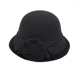 Berets Women'S Autumn And Winter Flowers Round Top Casual Fisherman'S Basin Cap Small Bowler Hat