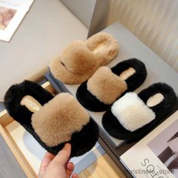 Slipper Kid Winter Fluffy Slippers for Girl 2023 New Indoor Home Fashion Causal Slippers Children Open-toe Flat Cozy Fuzzy Shoes Slip-on R231216