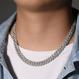 10mm copper cuban link chain mens necklace bracelet Jewellery gold chain for man Hip Hop Diamond Iced Out Chains AAA Zirconia Silver297l