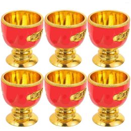 Wine Glasses 6 Pcs Plastic Cup For Offering Desktop Bathroom Decorations Meditation Bowl Sacrificial Smudging Tall Feet Home Prosperity