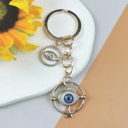 Keychains 2 Pcs Punk Devil Blue Eye Keychain For Women Men Teens DIY Jewelry Bag Car Key Keyring Simple Gifts