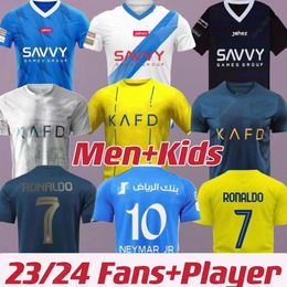23/24 NEYMAR JR Al Nssr FC Ronldo soccer Jerseys Men Kids KitAl Hill uniform CR7 boys Footbll shiirt MANE Fns Plyer Version jersey 2023 SERGEJ Sudi