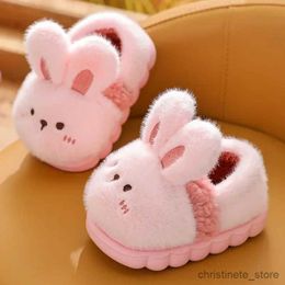 Slipper Korean Style New Classic Rabbit Children's Winter Thick Sole Cotton Slippers for Girls Cute Kids Plush Shoes for Warm Cute Boys R231216