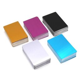 Jewellery Pouches Bags 100Pcs Blank Engraved Custom Visiting Name Cards Aluminium Alloy Business312d