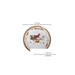 Dishes & Plates Dishes Plates Dinner Luxury War Horse Bone China Dinnerware Set Royal Feast Porcelain Western Plate Dish Home Decorati Dhzyt