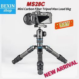 Holders Mini Carbon Fibre Tripod Compact Lightweight Portable Tabletop Tripods with Handle Ball Head Max Load 8kg for DSLR Camera Phone