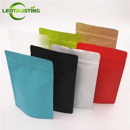 Leotrusting 50pcs Stand up Matte Aluminum Foil Zip-Lock Bag Doypack Ground Coffee Tea Nuts Snacks Kitchen Spice Storage Bags Y1202338h