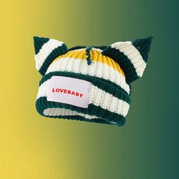 BeanieSkull Caps Cute Multicolor Crochet Fox Ear Hat For Women Winter Knitted Hat Hip-hop Party Beanie Double-layer Warm Cat Ears Woollen Cap 231215