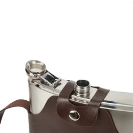 Hip Flasks Parts Flagon Flask Useful Accessories Stainless Steel With Leather Cover Big Capacity High Quality