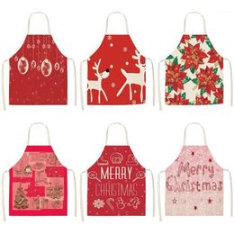 1Pcs Red Christmas Apron Cotton Linen Pinafore Xmas Decor Pendant Adult Bibs 53 65cm Home Kitchen Cooking Accessories CM10051246Y