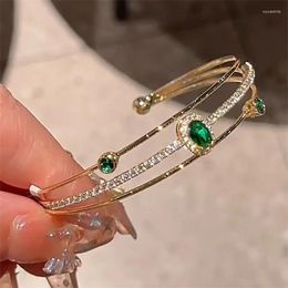 Bangle SOAR EAST Emerald Vintage Bracelet Double Layered Inlaid Zircon For Women Birthday Fasion Jewelry Accessories Gifts