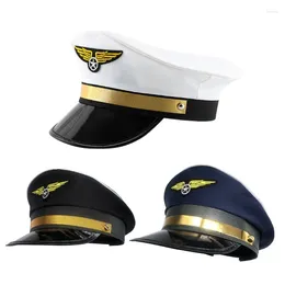 Berets Stylish Captain Hat Performance Cap Aviation With Badge Adjustable Octagonal For Carnival Cosplay