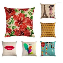 Pillow Decorative Cover Lips Birds Feather Cotton Geometric Almofadas Fundas 45Cmx45Cm Square Replacement Printed Flower ZY468