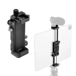 Holders iPad Tripod Mount with Cold Shoe Tablet Tripod Adapter Mount iPad Holder Arca QR 1/4 Screw Hole for iPhone Cellphone iPad Tablet