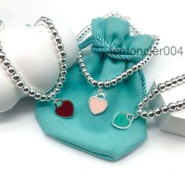 Bangle Bracelet t 925 Body Sterling Silver Fashion Versatile Love Small Circle Bead Bracelet Red Heart GIW3
