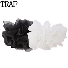 T-Shirt Traf 2023 Black Crop Top Women Off Shoulder Flower Women's Tube Top Backless White Knitted Top Female Streetwear Summer Tops