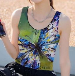 Women's Tanks Sexy Crop Tops Bar Wireless Tank Top Female Beautiful Butterfly Camis Cropped With Chest Sleeveless Camisole