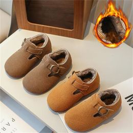 New Kids Shoes Casual Sneakers Winter Children Plus Velvet Shoes Toddler Baby Shoes Girls Boys Warm Loafer Shoe