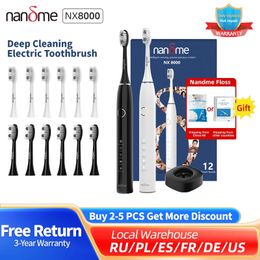 Toothbrush Nandme NX8000 Smart Sonic Electric Toothbrush IPX7 Waterproof Micro Vibration Deep Cleaning Whitener Without Hurting Teeth 231215