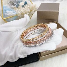 cuff bracelet 925 sterling silver bangle head and tail diamond snake bone bracelet womens fashion brand personality luxury jewelry226r