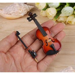 Arts And Crafts High Quality Mini Violin Upgraded Version With Support Miniature Wooden Musical Instruments Collection Decorative Or Dhurg