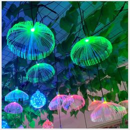 Outdoor LED Jellyfish Fiber Optic Colorful Light Hanging Lights Living Room Restaurant Home Decor Wedding Party Neon Sign Waterpro288i
