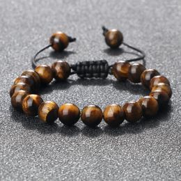 Link Bracelets 8mm Natural Stone Beads Bracelet For Women Men Classic Tiger Eye Lava Agates Adjustable Yoga Jewellery Gifts